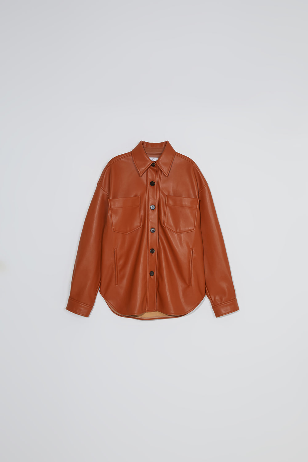 Basic leather shirt jacket_brown